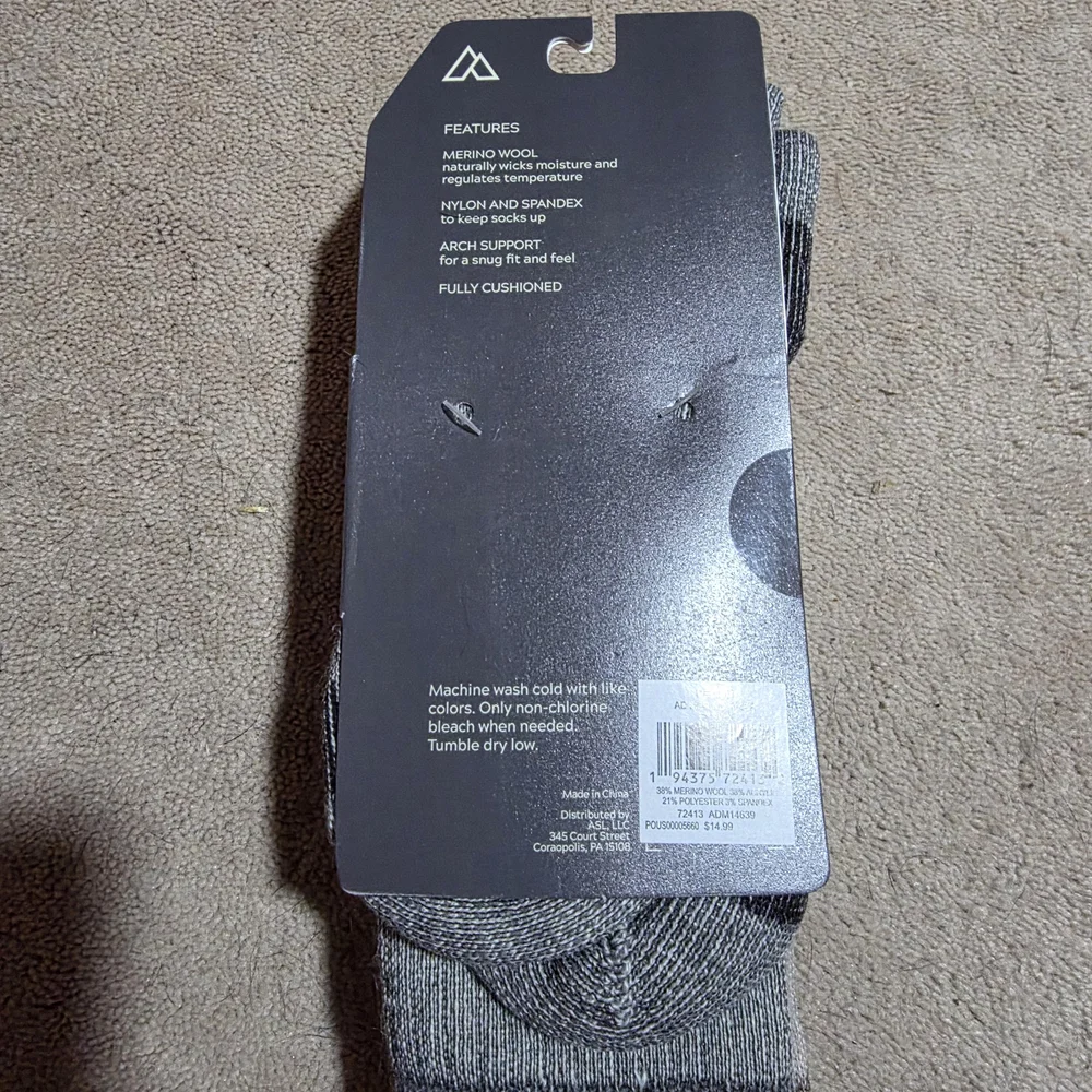 Alpine Design Merino Wool Hiker Socks 2-Pack Womens Medium 8-10 - Picture 3 of 8